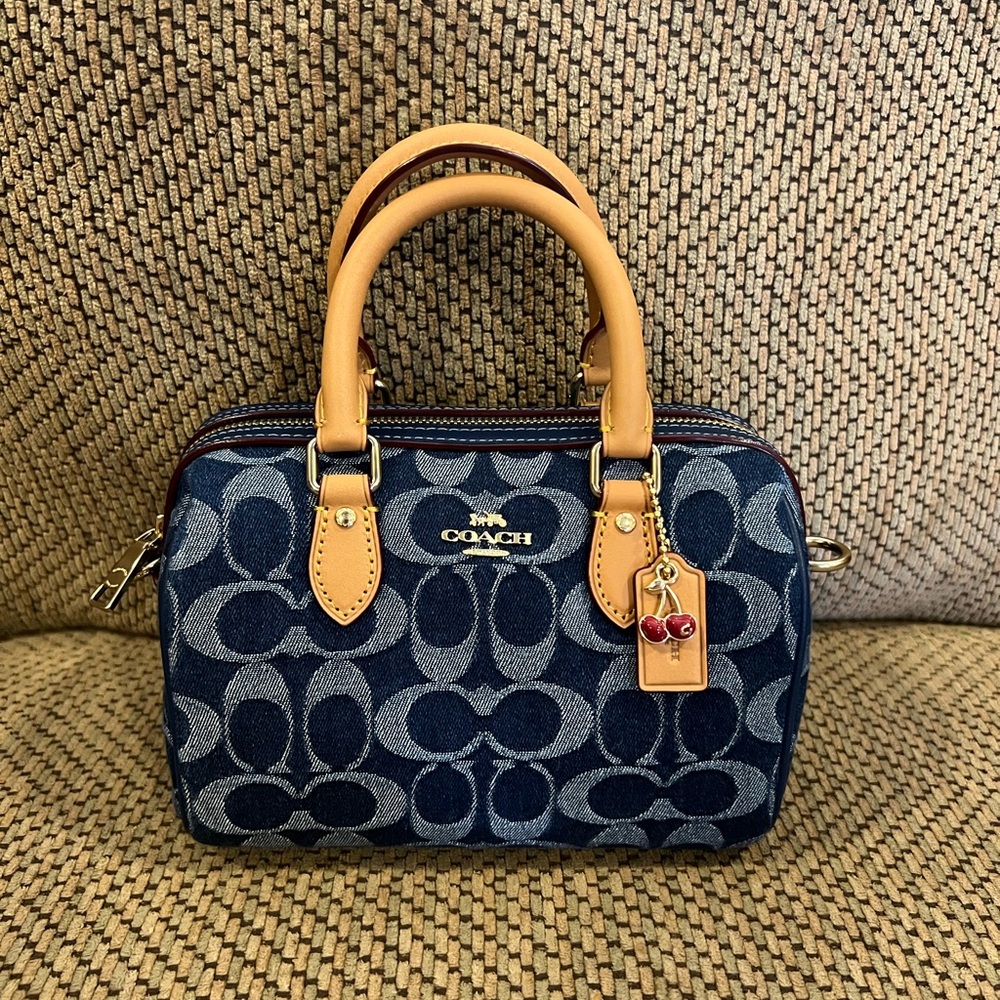Coach Blue and Tan Mini Bag